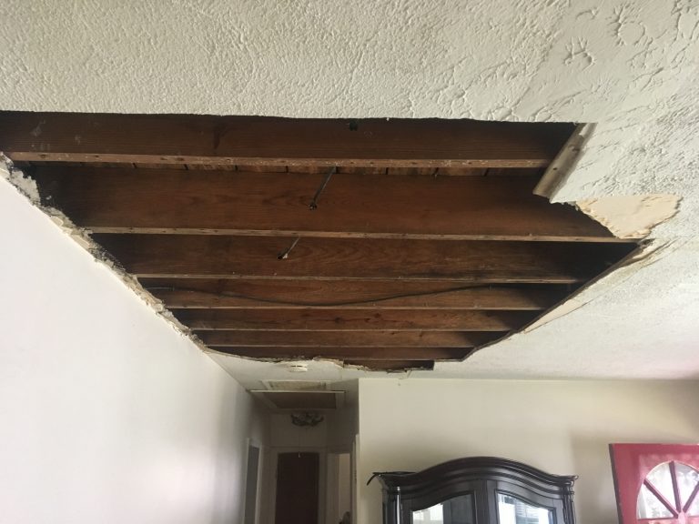 Before picture of ceiling damage